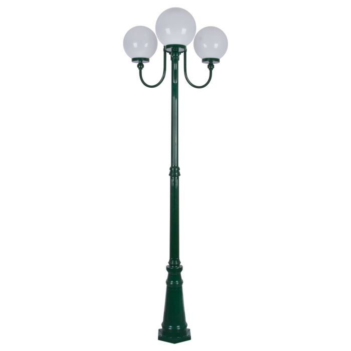 Lisbon Triple 25cm Spheres Curved Arms Tall Post Light Green - 15761