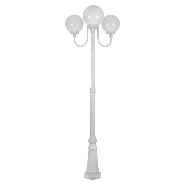 Lisbon Triple 25cm Spheres Curved Arms Tall Post Light White - 15763	