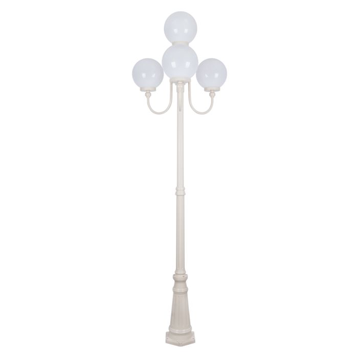 Lisbon Four 25cm Spheres Curved Arms Tall Post Light Beige - 15770