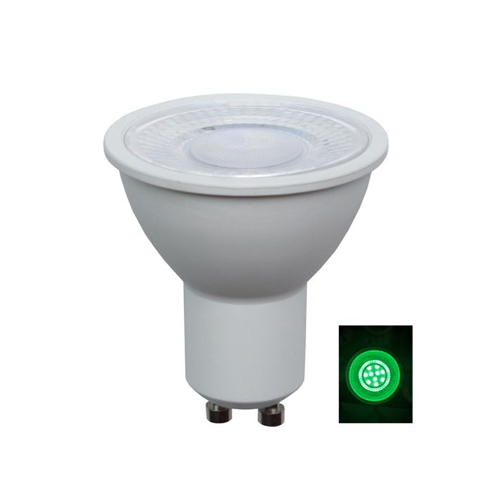 GLOBE LED AC (White) GU10 5W GREEN OD70 (50 Lumens) L56mm OD50mm WTY 2YR
