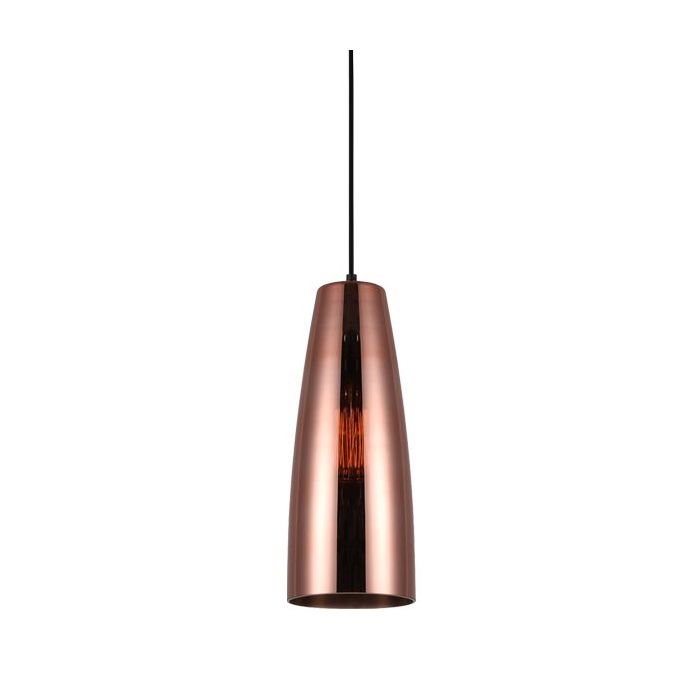  PENDANT ES 72W Copper coloured Glass with Silver Internal Flat Top Ellipse WTY  LAMINA1 CLA Lighting 