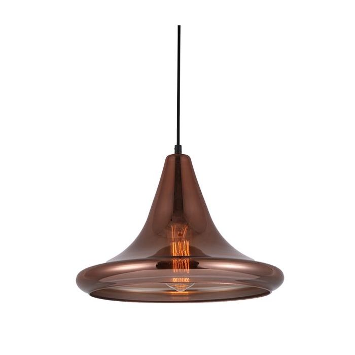 PENDANT ES 72W Copper coloured  Glass with Silver internal Trumpet WTY  LAMINA2 CLA Lighting 