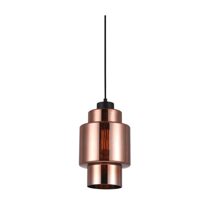  PENDANT ES 72W Copper coloured Glass with Silver internal Dble Cylinder  WTY LAMINA3 CLA Lighting 