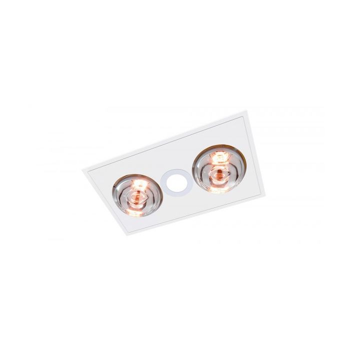 MYKA 2 - Slimline 3 in 1 with 2 x 275w Infrared Heat Lamps, 10W LED Downlight and side ducted exhaust - White M2HDLXWH Ventair