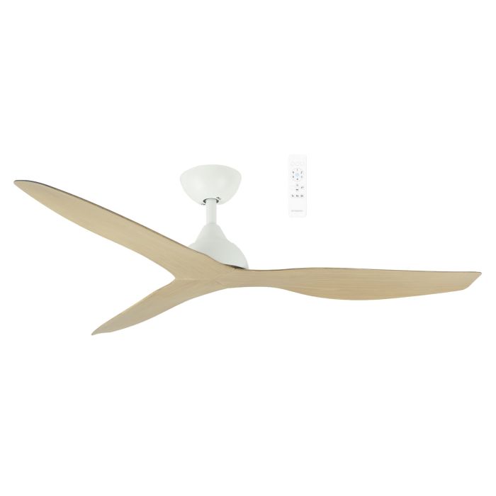 MADC133WOR Avoca DC 1320mm 3 ABS Blade WIFI & Remote Control Ceiling Fan Only Matt White/Oak