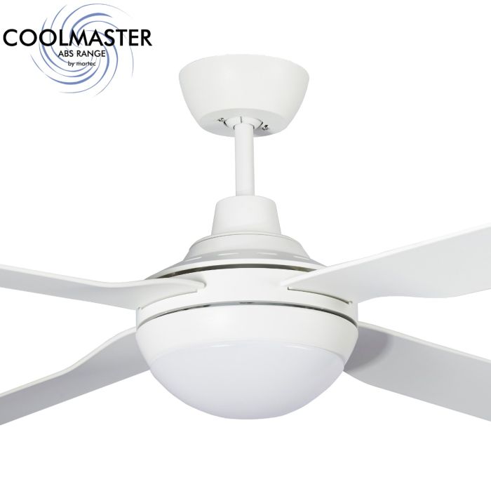 Discovery II 1220mm 4 Blade ABS Ceiling Fan with 15w Tricolour LED Light White
