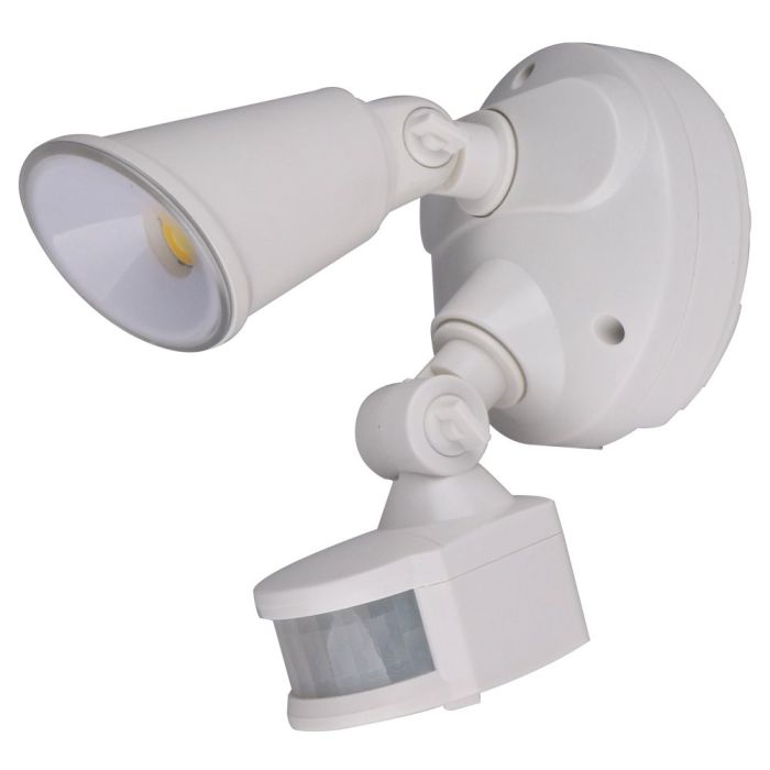Defender Single Spot LED Outdoor Flood Light 10w Tricolour Sensor White - MLXD3451WS