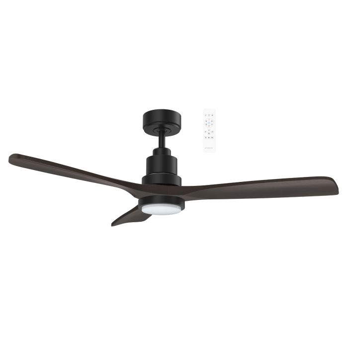 MMDC1333MW Mallorca DC 1320mm 3 Timber Blade WIFI & Remote Control Ceiling Fan with Variable Dim 24w CCT LED Light In Black/Walnut