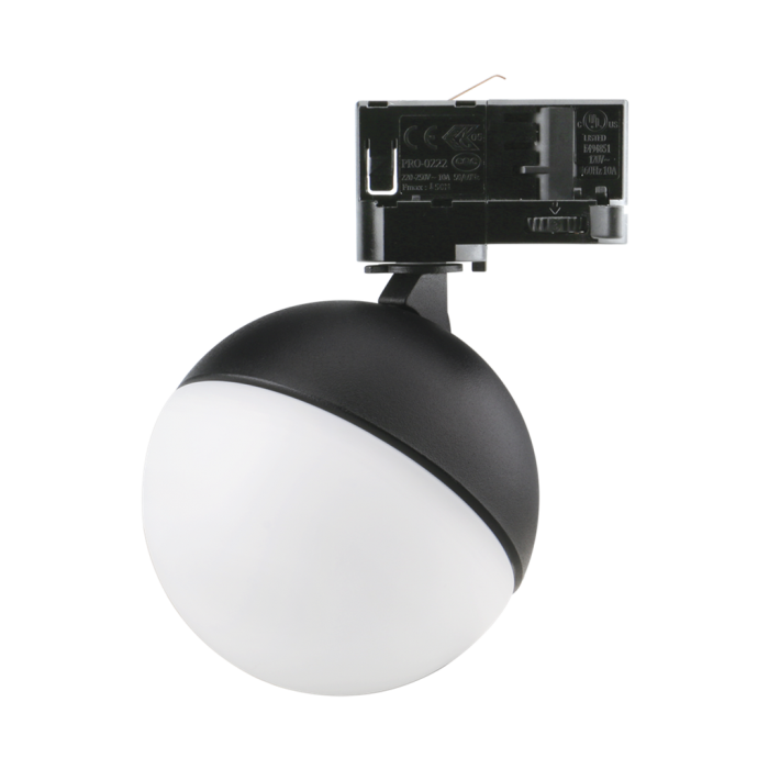 MOON 6/9W 3 CCT 240V TRIO TRACK LIGHT HEAD OPAL BLACK 22798