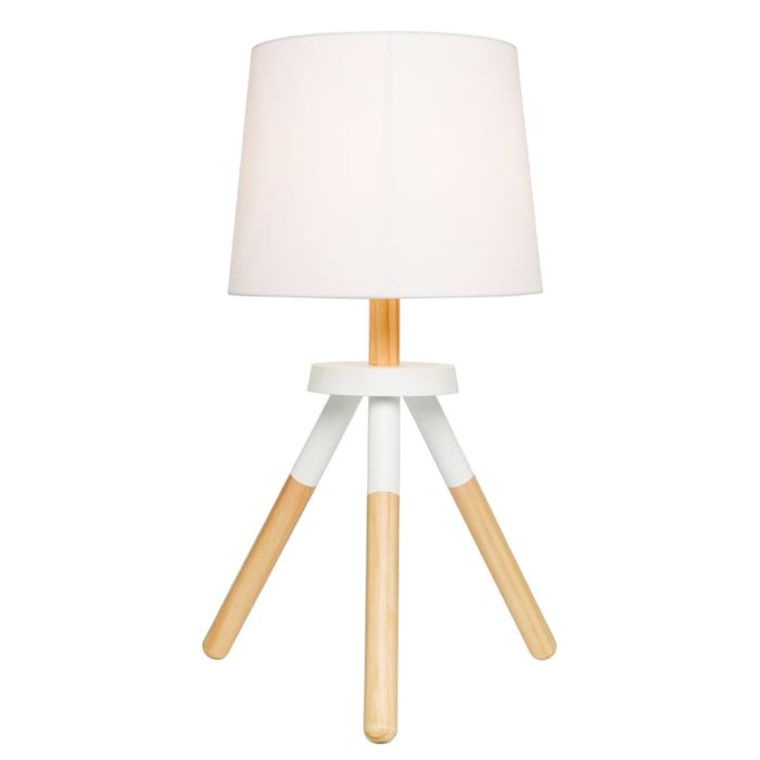 GIAN 625MM TABLE LAMP - WHITE/TIMBER - 18301/05A