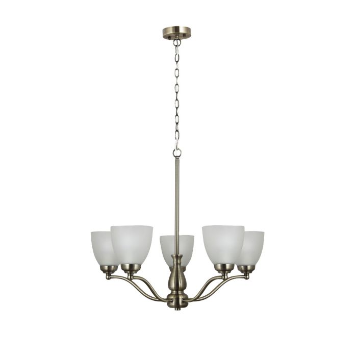 ROCHESTER 5 LIGHT PENDANT ANT BRASS / FROST OL65321/5AB