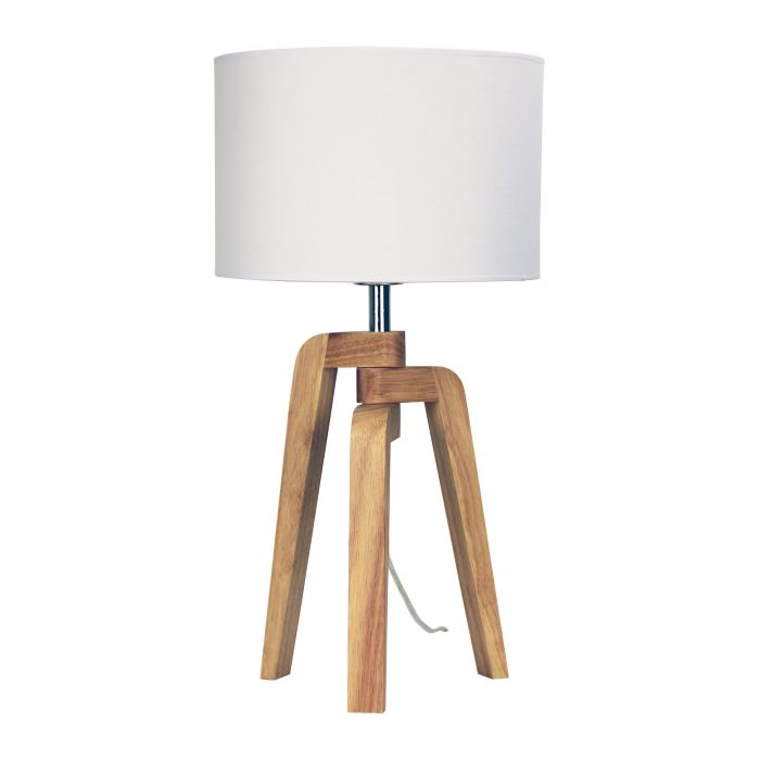 LUND TABLE LAMP Scandi Inspired Timber Tripod Lamp with Shade - OL93521WH