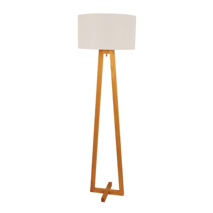 EDRA FLOOR LAMP White Scandi Floor Lamp with White Cotton Shade - OL93533WH
