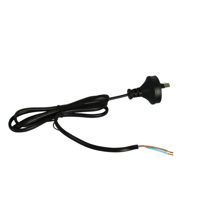 Black 2m double insulated flex with moulded plug