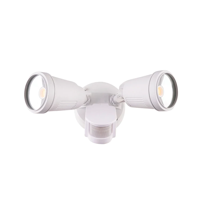 Otto 2 Light LED Floodlight with Sensor Silver Mercator Lighting - MXD6712WHT-SEN