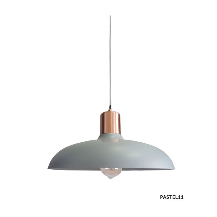 PENDANT ES 40W HAL Matte GREY DOME with Copper Lampholder Cover PASTEL11 Cla Lighting