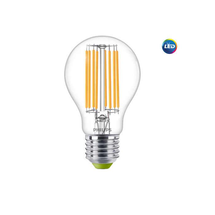MASTER Ultra Efficient LED bulb
MAS LEDBulbND4-60W E27 830 A60 CL G EELA
Order code: 929003066702
Full product code: 871951442077900