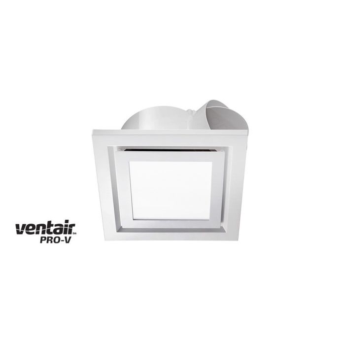 AIRBUS 250 - Premium Quality Side Ducted Exhaust Fan With 14w LED Panel (891Lm) - Extra Low Profile - Square - White PVPX250WHSQLED Ventair