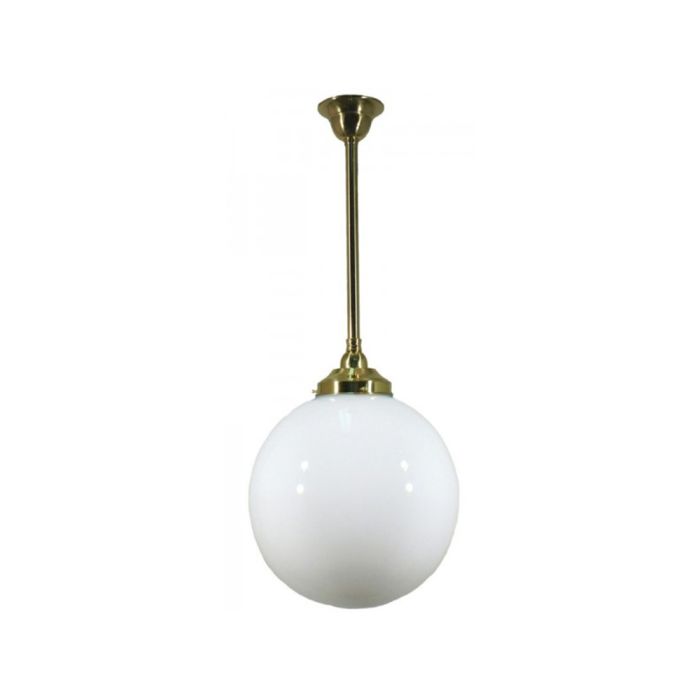 Standard 3/4" 1 Light Rod Set Pendant - 12" Opal Sphere - Polished Brass