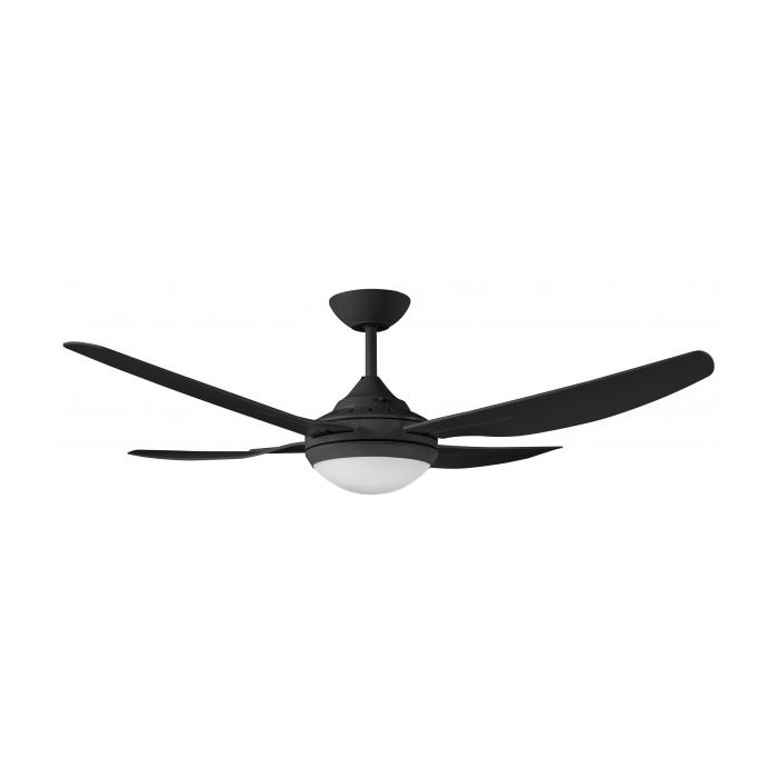 ROYALE II - 52"/1320mm ABS 4 Blade Ceiling Fan with 18w LED Light - Black - Indoor/Covered Outdoor - ROY1304BL-L