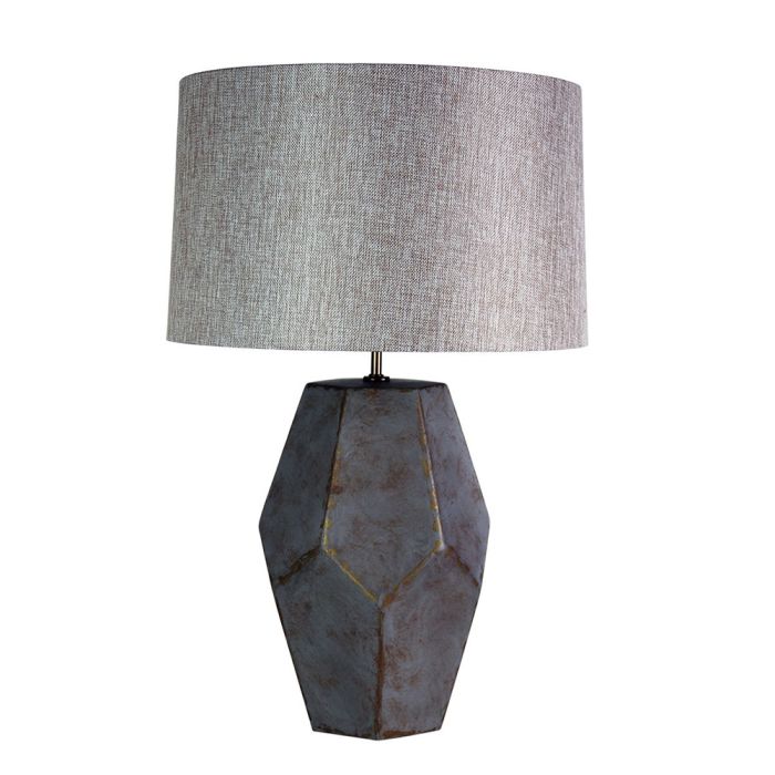 Pablo Cubist-Inspired Aged Gold Table Lamp Raw Linen Shade - OL98835