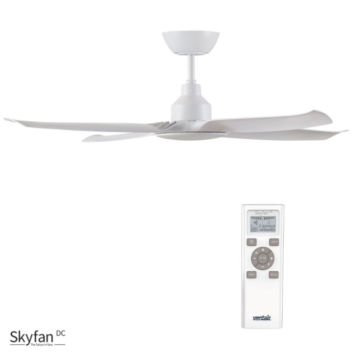 White Ventair Skyfan 48" (1200mm) 4 Blade DC Ceiling Fan and Remote