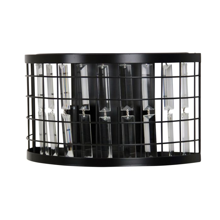 DELAWARE Wall Light Twin Wall Light Black Frame and Crystal - SL64310BK