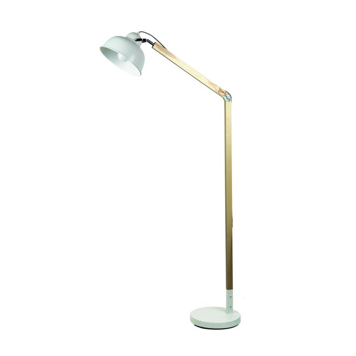 STEAM FLOOR LAMP White Mid-century Task Lamp Timber and Metal - SL98789WH