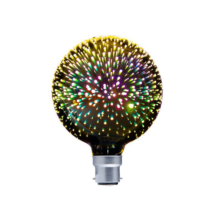 GLOBE LED Firework Effect BC G125 4W Multi Coloured 330D (50 Lumens) WTY 3YR