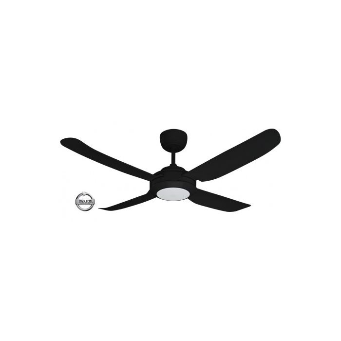 SPIN1204BL-L 1220mm Glass Fibre Composite 4 Blade Ceiling Fan with True Spin Technology™ motor and Tri Colour Dimmable LED Light included SPIN1204BL-L