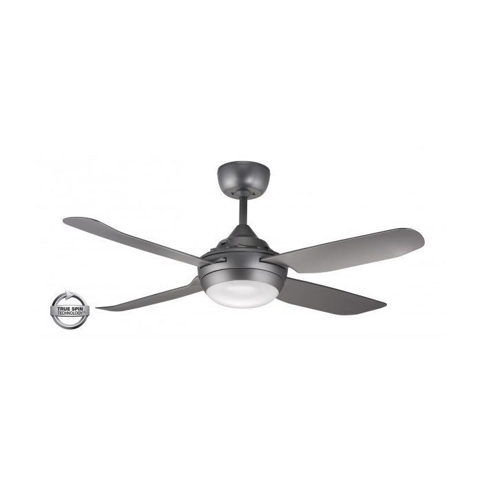 SPINIKA - 52"/1300mm Glass Fibre 4 Blade Ceiling Fan in Titanium with Tri Colour Step Dimmable LED Light NW,WW,CW - Indoor/Outdoor/Coastal - SPN1304TI-L