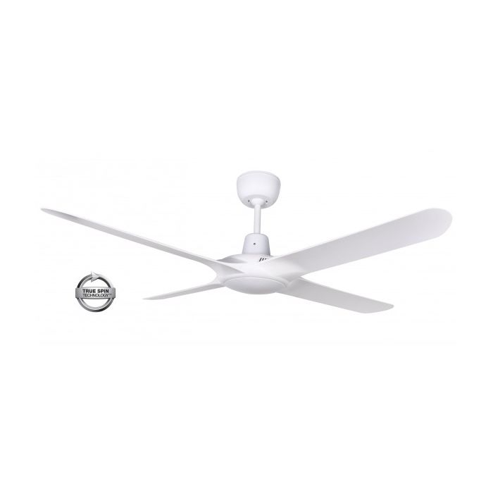 SPYDA - 50"/1250mm Fully Moulded PC Composite 4 Blade Ceiling Fan in Satin White - Indoor/Outdoor/Coastal (not light adaptable)  - SPY1254WH
