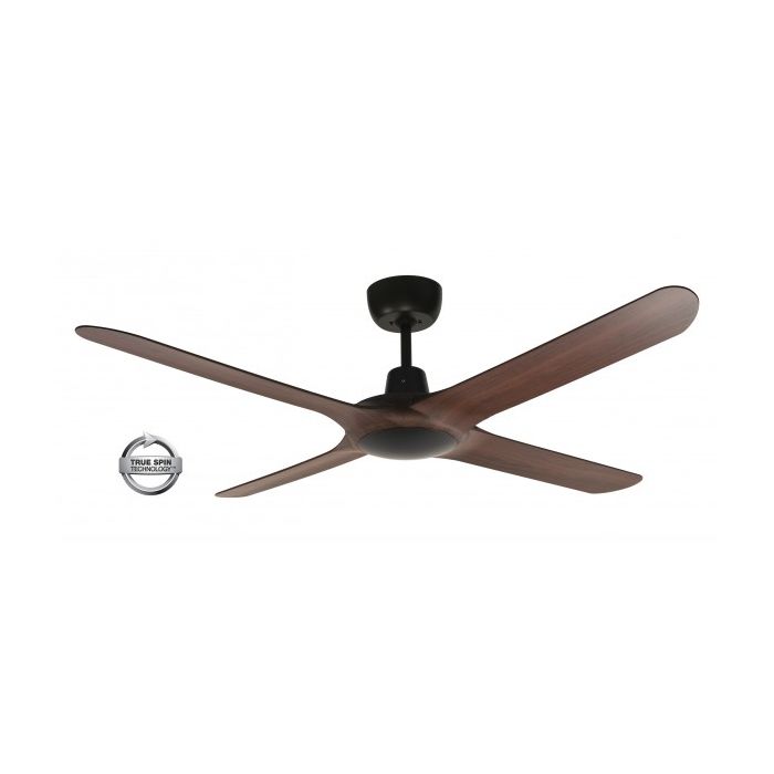SPYDA - 50"/1250mm Fully Moulded PC Composite 4 Blade Ceiling Fan in Walnut - Indoor/Outdoor/Coastal (not light adaptable)  - SPY1254WN