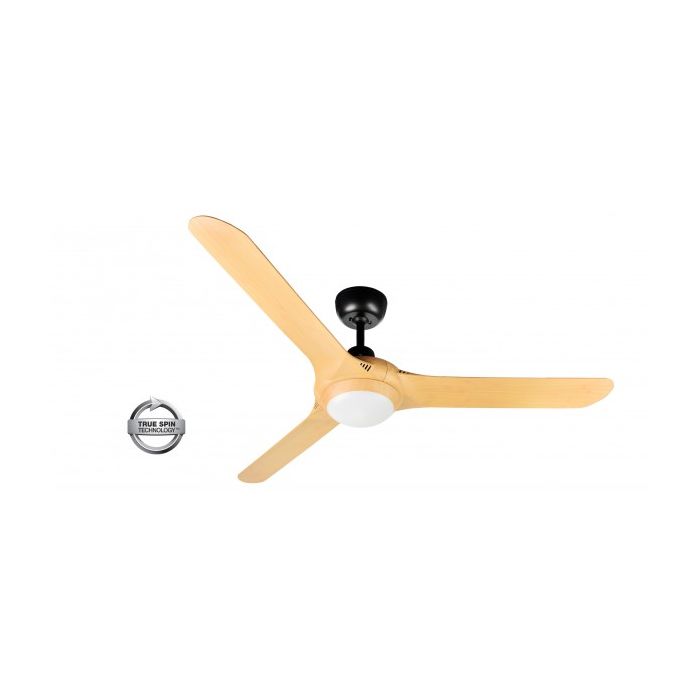SPYDA - 56"/1400mm Fully Moulded PC Composite 3 Blade Ceiling Fan in Bamboo with Tri Colour Step Dimmable LED Light NW,WW,CW - Indoor/Outdoor/Coastal - SPY1423BAM-L