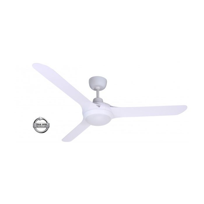 SPYDA - 56"/1400mm Fully Moulded PC Composite 3 Blade Ceiling Fan in Satin White with Tri Colour Step Dimmable LED Light NW,WW,CW - Indoor/Outdoor/Coastal - SPY1423WH-L