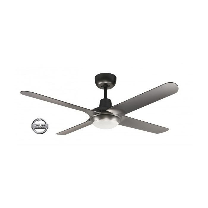 SPYDA - 56"/1400mm Fully Moulded PC Composite 4 Blade Ceiling Fan in Titanium with Tri Colour Step Dimmable LED Light NW,WW,CW - Indoor/Outdoor/Coastal - SPY1424TI-L