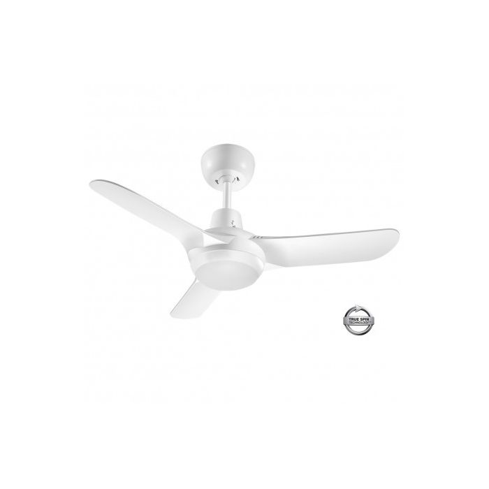 Spyda 900mm Fully Moulded Polycarbonate Composite 3 Blade Ceiling Fan True Spin Technology motor 20 watt Tri colour SPY903WH-L     dimmable LED light