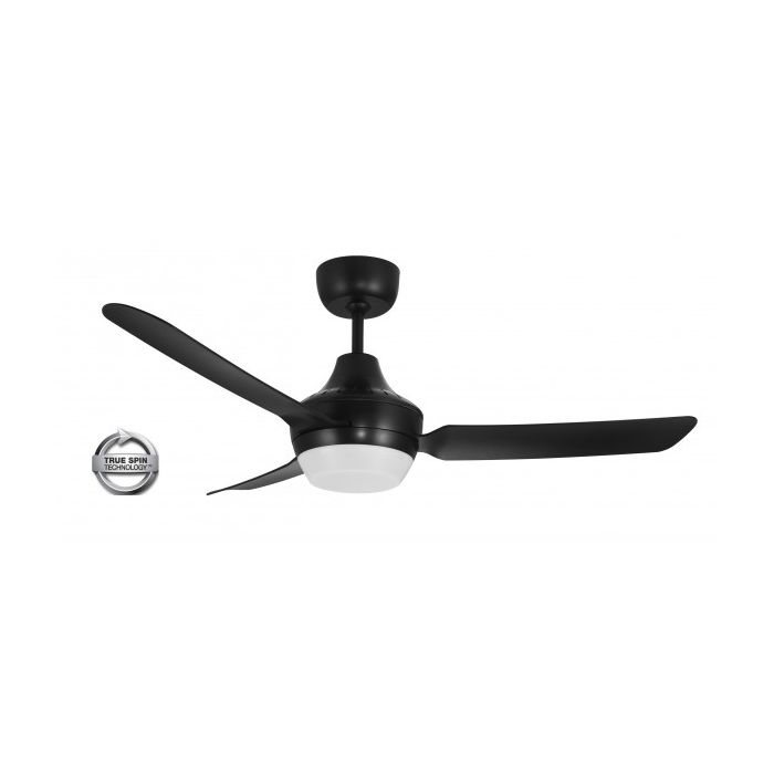 STANZA - 48"/1220mm Glass Fibre Composite 3 Blade Ceiling Fan with 2x B22 Lamp Holder - Black - Indoor/Covered Outdoor  - STA1203BL-L