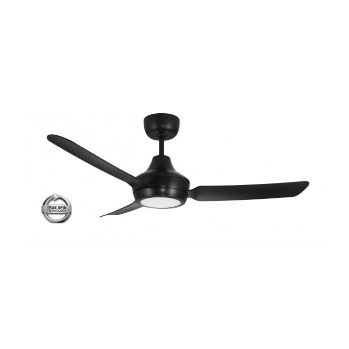 STANZA - 48"/1220mm Glass Fibre Composite 3 Blade Ceiling Fan with 20W LED Light - Black - Indoor/Covered Outdoor  - STA1203BLLED