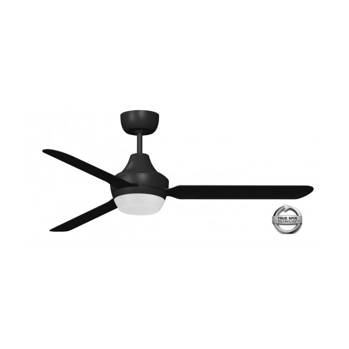 STANZA - 56"/1400mm Glass Fibre Composite 3 Blade Ceiling Fan with 2x B22 Lamp Holder - Black - Indoor/Covered Outdoor  - STA1403BL-L