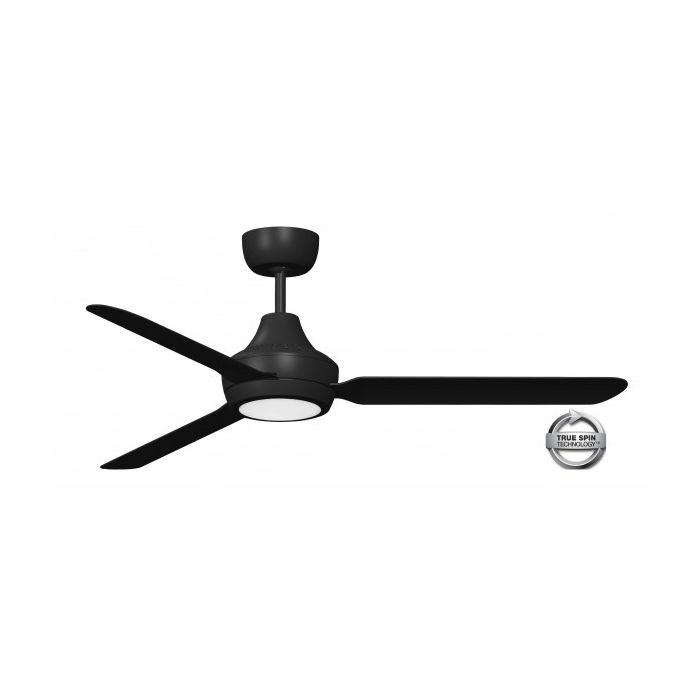 STANZA - 56"/1400mm Glass Fibre Composite 3 Blade Ceiling Fan with 20W LED Light - Black - Indoor/Covered Outdoor  - STA1403BLLED