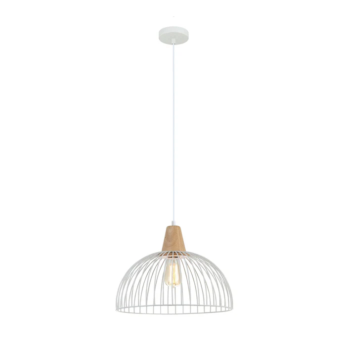 Iron and Wood Dome Cage Pendant Lights STRAND2