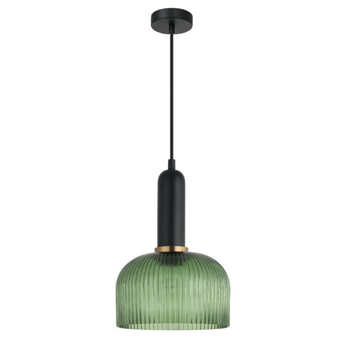 VINTAJ Interior Dome Ribbed Glass Pendant Lights 6 Colours to Choose from CLA Lighting-Green