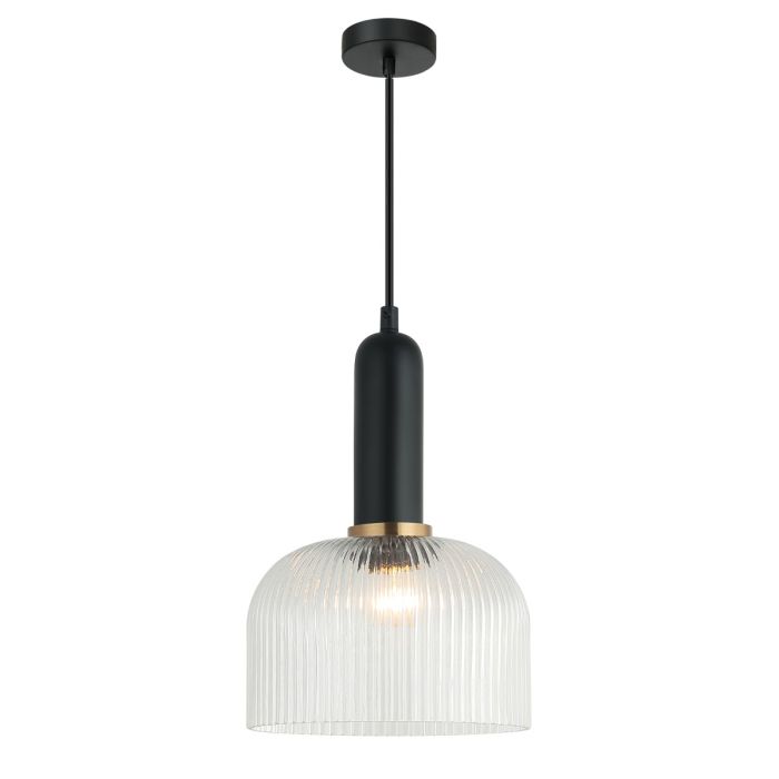 VINTAJ Interior Dome Ribbed Glass Pendant Lights 6 Colours to Choose from CLA Lighting-Clear