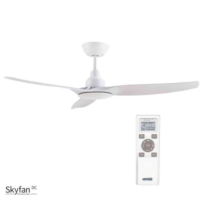 Skyfan Smart Ceiling Fan DC Motor, CCT LED Light & Remote by Ventair 48″ in White