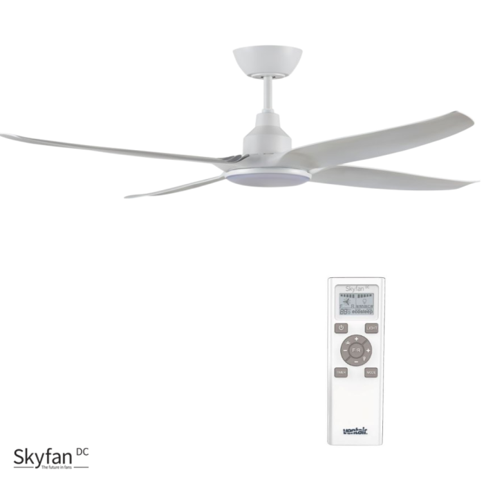 SKYFAN 4 - 56"/1400mm Glass Fibre Composite 4 Blade DC Ceiling Fan with 20W LED Light - White - Indoor/Covered Outdoor  - SKY1404WH-L