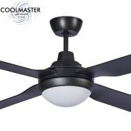 Discovery II 1320mm 4 Blade ABS Ceiling Fan with 15w Tricolour LED Light Matt Black