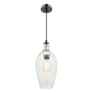 Mercator Lighting Belmont 1Lt E27 Max 25W Pendant Clear Glass shade with Black Chrome metalware MG2331CLR