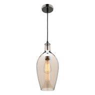 Mercator Lighting Belmont 1Lt E27 Max 25W Pendant Cognac Glass shade with Black Chrome metalware MG2331COG