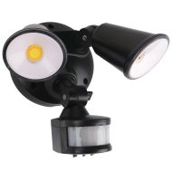 Defender Double Spot LED Outdoor Flood Light 2 x 10w Tricolour Sensor Matt Black - MLXD3452MS